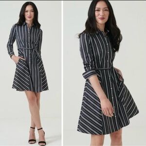 Untuckit Black Stripe Willow Button Front Shirt Dress size 2